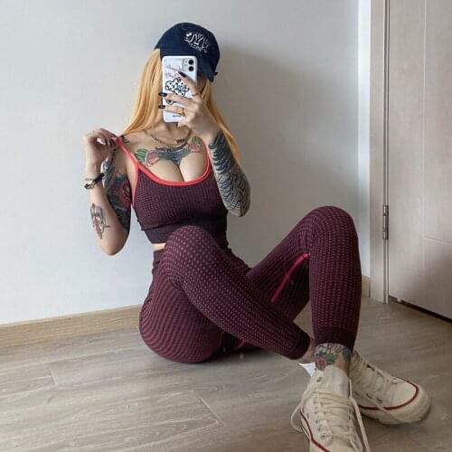 Sexy Women Sport Sun-top Lift Hip Gym Leggings Workout Set Seamless Women 2 Piece Set Fitness Yoga Suit