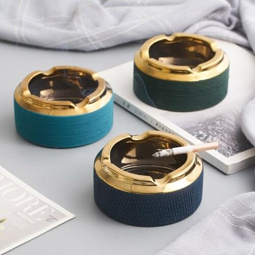 Nordic Ashtray Ceramic Home Living Room Tea Table Decoration Office Modern Luxury Creative Individual Trend Gold Plating