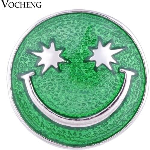 Vocheng Ginger Snap Jewelry Cute Smiling Face 18mm 3 Colors Hand Painted Vn-1020