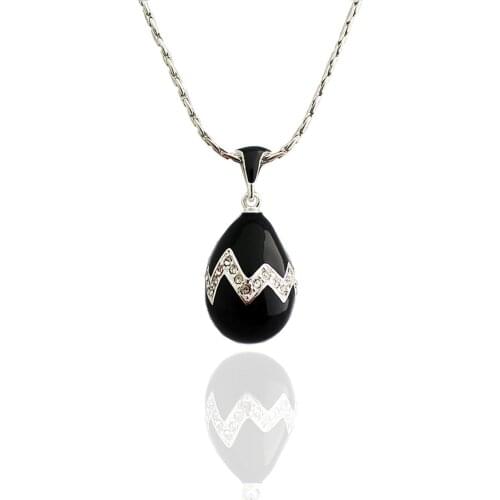 YAFFIL Easter Vintage Egg Retro Crystal Pendant Women 2018 Classic Black Pendant Necklace Enamel Handmade Gift To Women Girls