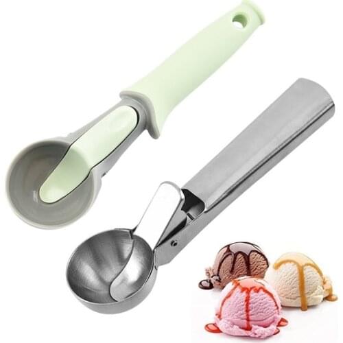 1Pc Stainless Steel & plastic Ice Cream Scoop Ice Cream Baller Spoons Melon Scoop Meatball kid fruit cake Ice Digging spoon tool
