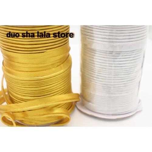 10mm width Metallic Bias Tape with cord gold silver Polyester bias Piping Tape for Patchwork DIY Craft Accessories Sewing