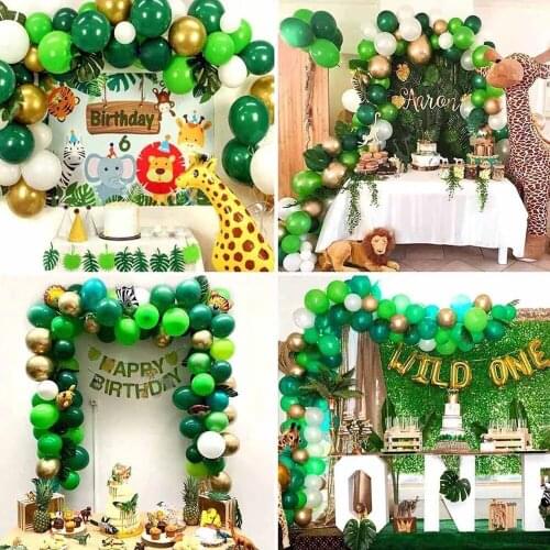 120PCS Balloon Palm Leaf Arch Kit Garland Banner Safari Jungle Party Decor Baby Shower Kids Boy Birthday Decoration Gift