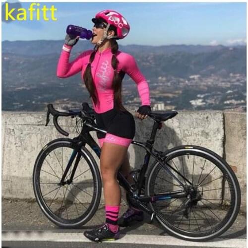2020 kafitt pro team triathlon long-sleeved cycling wear suit ladies jersey jumpsuit jumpsuit bicycle 9D gel pad