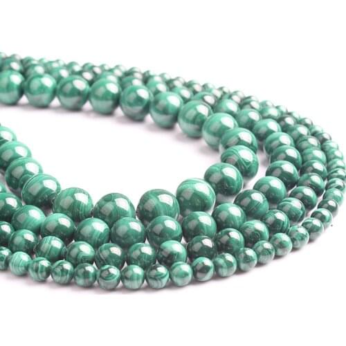LingXiang Fashion natural Jewelry authenticity Green streaked Malachite Loose Beads 4 -12mm DIY bracelet necklace Accessories