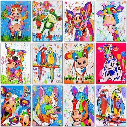 5D DIY Diamond Painting animals Color cow horse dog Cartoon art Full Square&Round Diamond embroidery Cross stitch Diamond mosaic