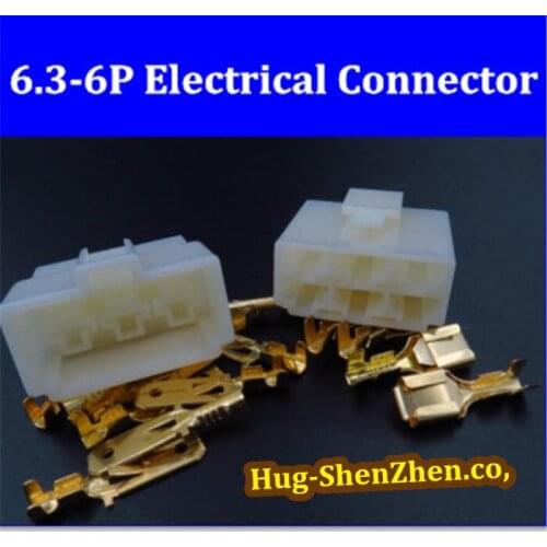 100pcs Automotive wire connector automotive connectors / 6.3mm 6-hole 6PIN 6-Pin 2*3PIN pring terminals / male female connector