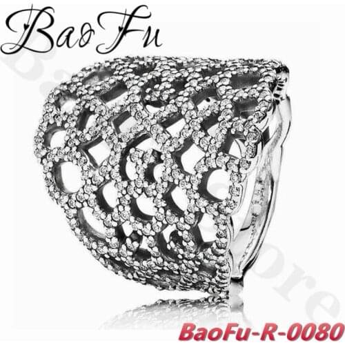 BaoFu Luxury Hollow 925 Sterling Silver Ring Classic Luxury Female Banquet Big Ring Suitable for Original Female Jewelry
