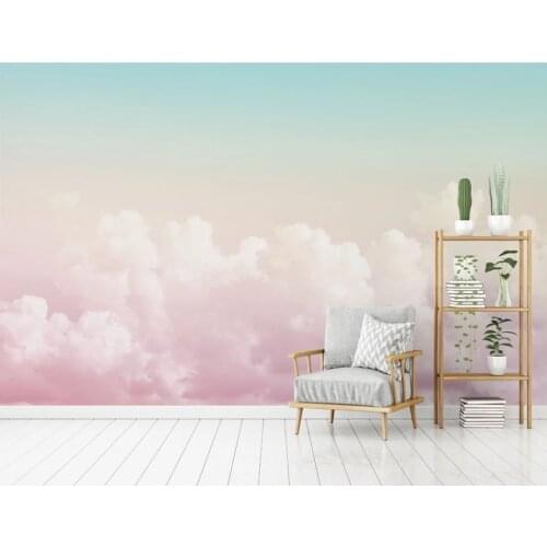 XUE SU Custom large wallpaper mural beautiful pink sky clouds living room bedroom TV background wall wall covering