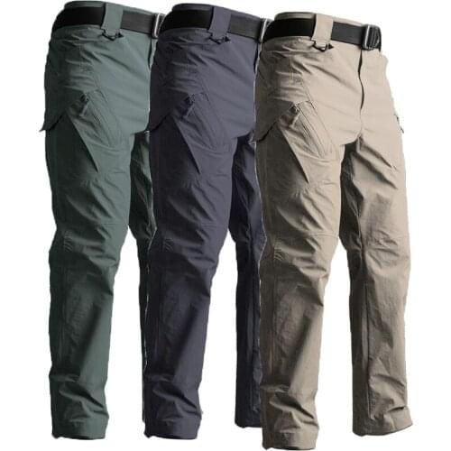Outdoor Tactical Combat Pants Male Solid Color Casual Loose Cargo Pants Training Mountaineer Sports Multi-pockets Mens Trousers
