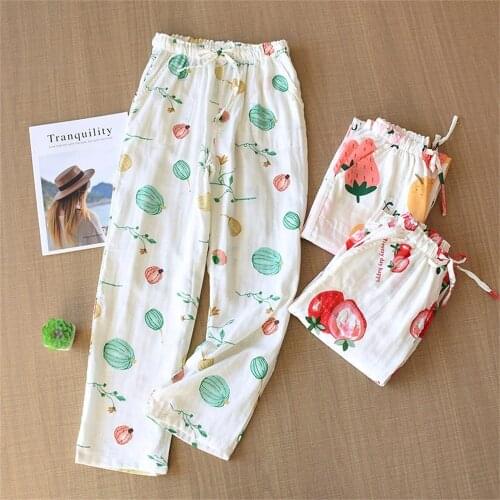 Printed Pants Women Lounge Wear 2021 Summer Female Sleepwear Casual Thin Home Pants Femme Pantalon Loose Trousers Sleep Bottoms