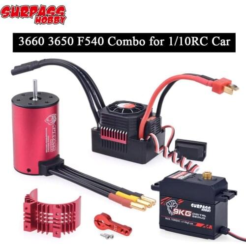Surpass Hobby 1/10 RC Car Combo 3660 3650 F540 Brushless Motor w/Heat Sink 45A 60A 80A ESC 6KG 9KG & Metal Gear 25T Arm
