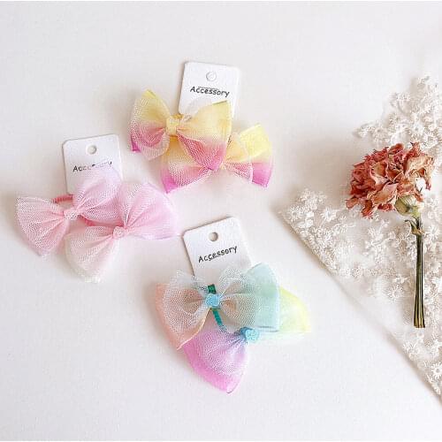20pcs Fashion Glitter Star Bow Hair Ties Solid Bowknot Elastic Hair Bands Princess Headwear Fairy Girls Hair Accessories