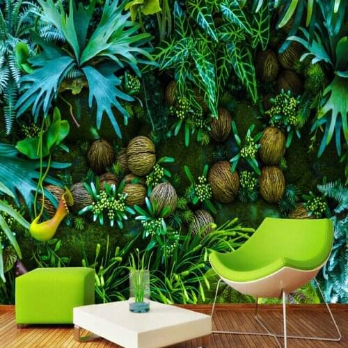 Custom Mural Wallpaper 3D Tropical Rain Forest Plant Green Leaves Wall Painting Living Room TV Background Wall Papel De Parede