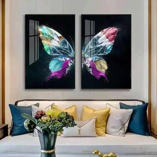 Butterfly Light Luxury Living Room Decoration Painting Dining Room Two Paintings Sofa Background Wall Bedroom Murals
