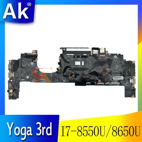 FRU 01YN204 For Lenovo ThinkPad X1 Yoga 3rd Gen Laptop motherboard 17800-1 448.0CX05.0011 With CPU I7-8550U/8650U 8GB-RAM Tested