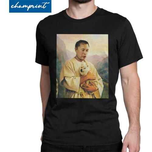 Mens T-Shirts Dogecoin To The Moon With Elon Musk Funny Tees Bitcoin Mining Cryptocurrency Hodl T Shirts Summer Clothing