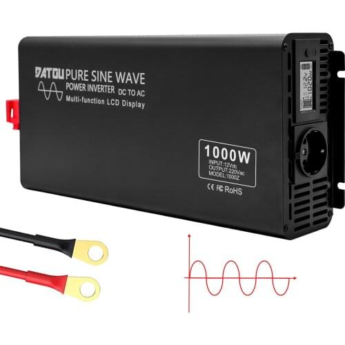 Pure Sine Wave Inverter 1000W Car Power Inverter 12V DC to 230V AC Car Converter with LCD Display USB Port Inverter for car