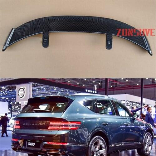 Use For 2018-2021 Genesis GV80 Spoiler ABS Plastic Carbon Fiber Look Hatchback SUV Roof Rear Wing Body Kit Accessories