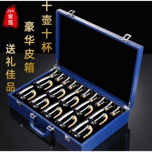 Gold foil crystal Baijiu / wine dispenser /10 cup 10 pot high spirits glass / creative wine set