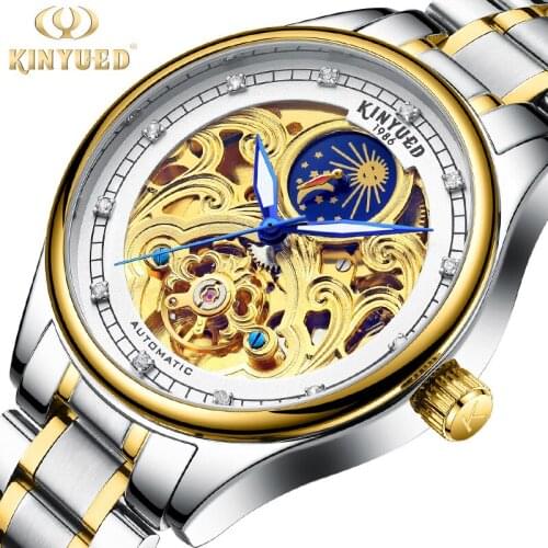 KINYUED brand new hollowed automatic mechanical table Tourbillon luminous male waterproof watch