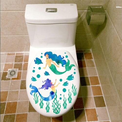Creative Mermaid Toilet Stickers Bathroom Decoration 3d Mural Art Diy Home Decals Posters