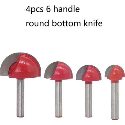 4pcs 6mm Shank Round Head Knife Set Corner Rouding Router Bit 6*6-6*18/6*16-6*32 Wood Cutter Radius Milling Cutter