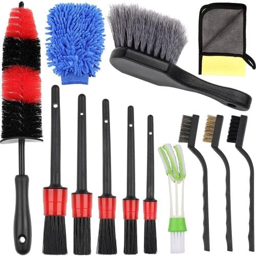 13 piece car wheel brush set, car detail set, wheel brush, car detail brush, used for car cleaning wheel, interior and exterior