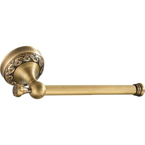 Embossed Vintage Brass Pedestal Wall Mounted Bathroom Toilet Paper Roll Holder Tissue Rack