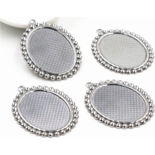 Never Fade ) 10pcs 18x25mm Inner Size Stainless Steel Material Simple Style Cabochon Base Cameo Setting Pendant Tray (T7-39)