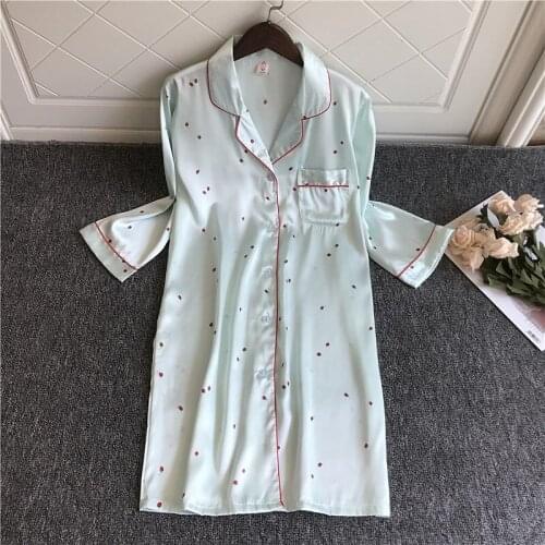 Woman Night Sleepwear Nightshirts Satin Nightgown Sleep Sleepwear Silk Nightwear Cute Spring Summer Night Dress Women
