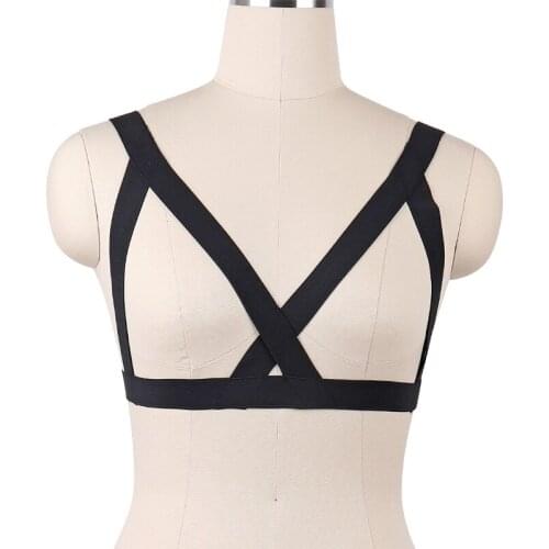 Wholesale 10piece Womens Goth Body Harness Belts Elastic Strappy Tops Caged Bras Bustier Sexy Rave Harness Bra Bondage Lingerie