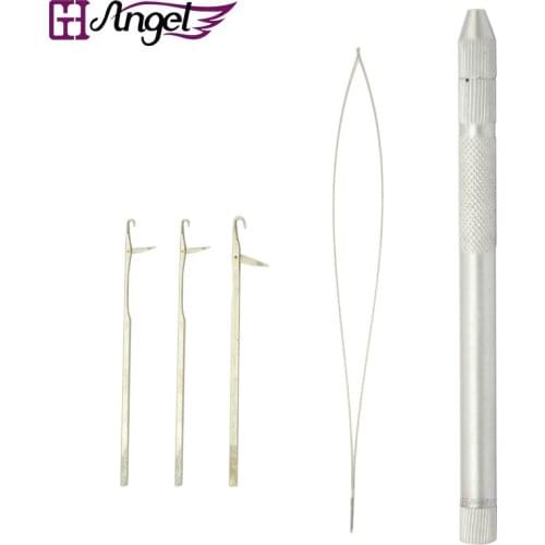 Wholesale 60pcs 4 in 1 Multi function Micro Ring Threader Tool Aluminum Loop Hook Pulling Crochet Needle for Hair Extensions