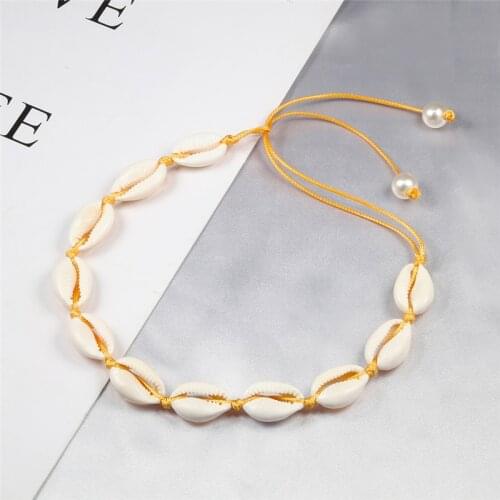 Fashion Natural Shell Necklace for Women Girls Bohemian Seashell Braided Choker Conch Necklaces Summer Beach Girls Jewelry Gifts