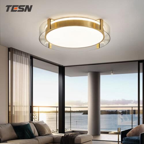 All-copper light luxury ceiling lamp Smart three-color dimming for living room, room and bedroom Support Tmall Genie