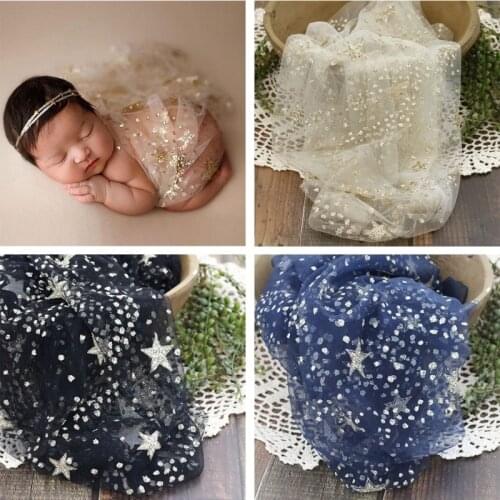 Newborn Photography Props Star River Bronzing Mesh Wrap Blanket Baby Photo Shooting Background Accessories 40x160cm
