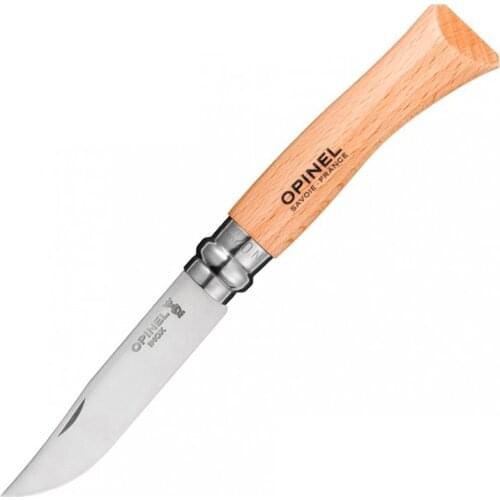 Opinel Inox 7 Stainless Steel Folding Pocket Knife with Beechwood Handle Camping Hiking Trekking Outdoor Hunting