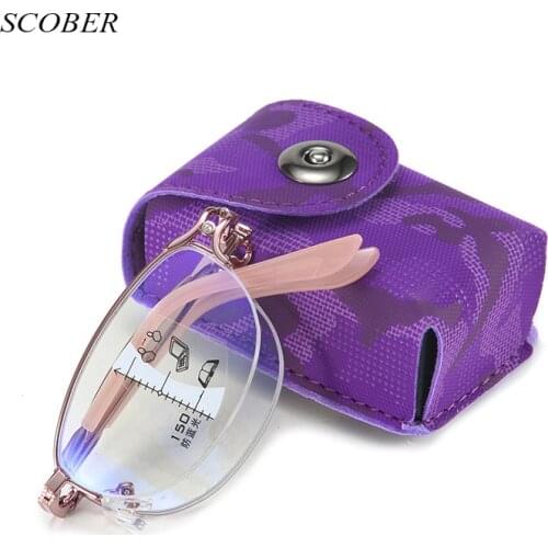 Pink Folding Progressive multifocal reading glasses men Business reading glasses women anti-blue presbyopic glasses