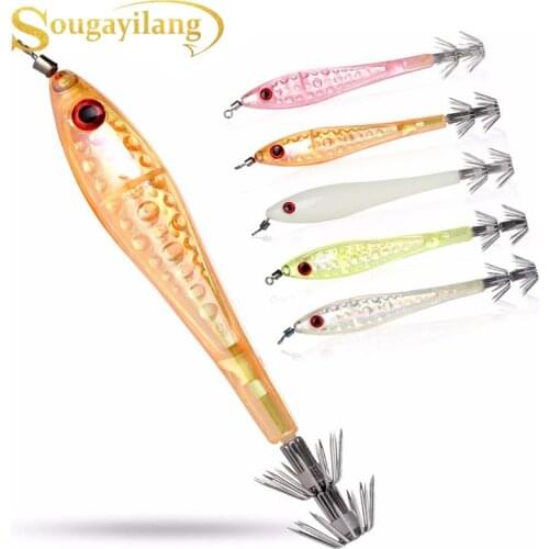 Sougayilang 5pcs Squid Jigs Fishing Lures 10cm/3.9in Umbrella Wobbler Hook Hard Artificial Fake Bait Fishing Tackle Squid Hook