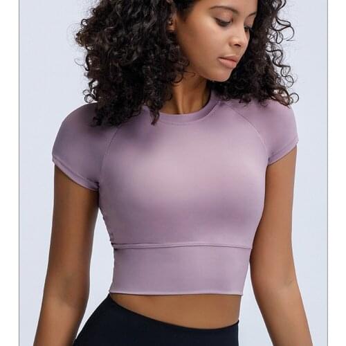 Sports Crop Top Shirts Women Yoga T-Shirts Running Shorts Sleeve Tees Vest Top Fast Drying Workout Fitness Vest Woman Gym Blous