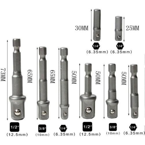 Extension Rod Drill Bit Socket Adapter Drill Socket Adapters Set Nut Power Tool Impact Nut Driver Hex Socket Bit 1/4" 3/8" 1/2"