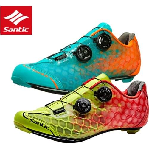 Santic Cycling Shoes Pro Racing Team Top Road Bike Shoes Carbon Fiber Ultralight Self-locking Bicycle Shoes Zapatillas Ciclismo