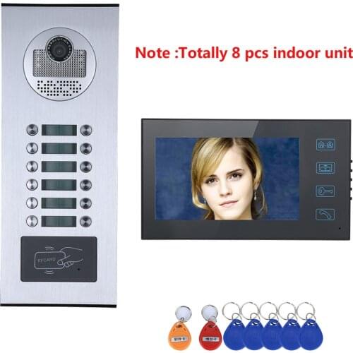 Touch Button 7" 8/9/10/11/12 Apartment/Family Video Door Phone Intercom System RFID IR-CUT HD 1000TVL Camera with 12 button