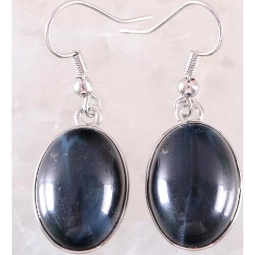 Drop Earrings for Women Natural Blue Tiger eye Oval CAB Cabochon Stone Beads Dangle Earring Jewelry Gift 1Pair U426