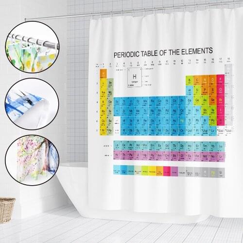 Waterproof Shower Curtains Periodic Table of Elements For Bathroom Curtain Sets 3D Print Polyester Fabric Bath Curtain 180*200cm