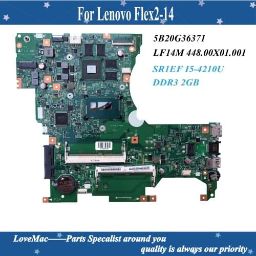 High quality FRU:5B20G36371 FOR Lenovo Flex2-14 Laptop Motherboard LF14M 448.00X01.001 SR1EF I5-4210U DDR3 N15S 2GB100% tested