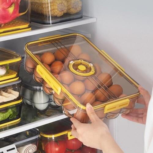 18/24 Grids Egg Storage Box Refrigerator Stackable Egg Container Clear Egg Storage Case Space Saving Organizer Tray for Kitchen