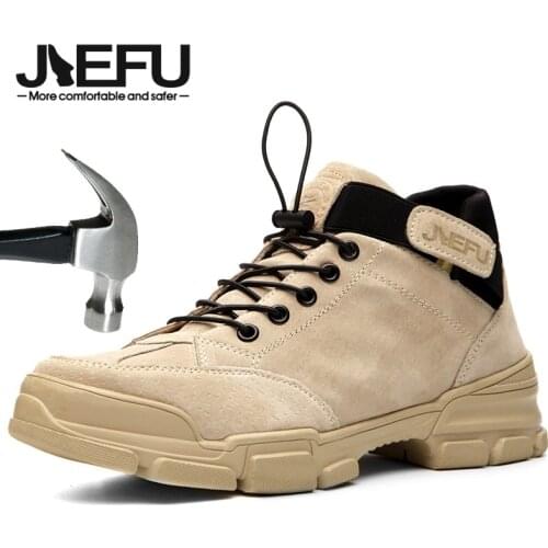 JIEFU Safety Shoes for Men Waterproof Steel Toe Cap Protection Work Boots Womens Construction Sneaker