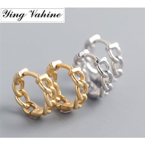 Ying Vahine 100% 925 Sterling Silver Fashion Chain Design Stud Earrings for Women