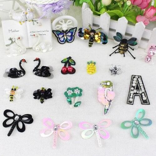 1pcs garment sequin brand logo Embroidered cartoon patch sew on Motif Applique DIY accessory for clothing